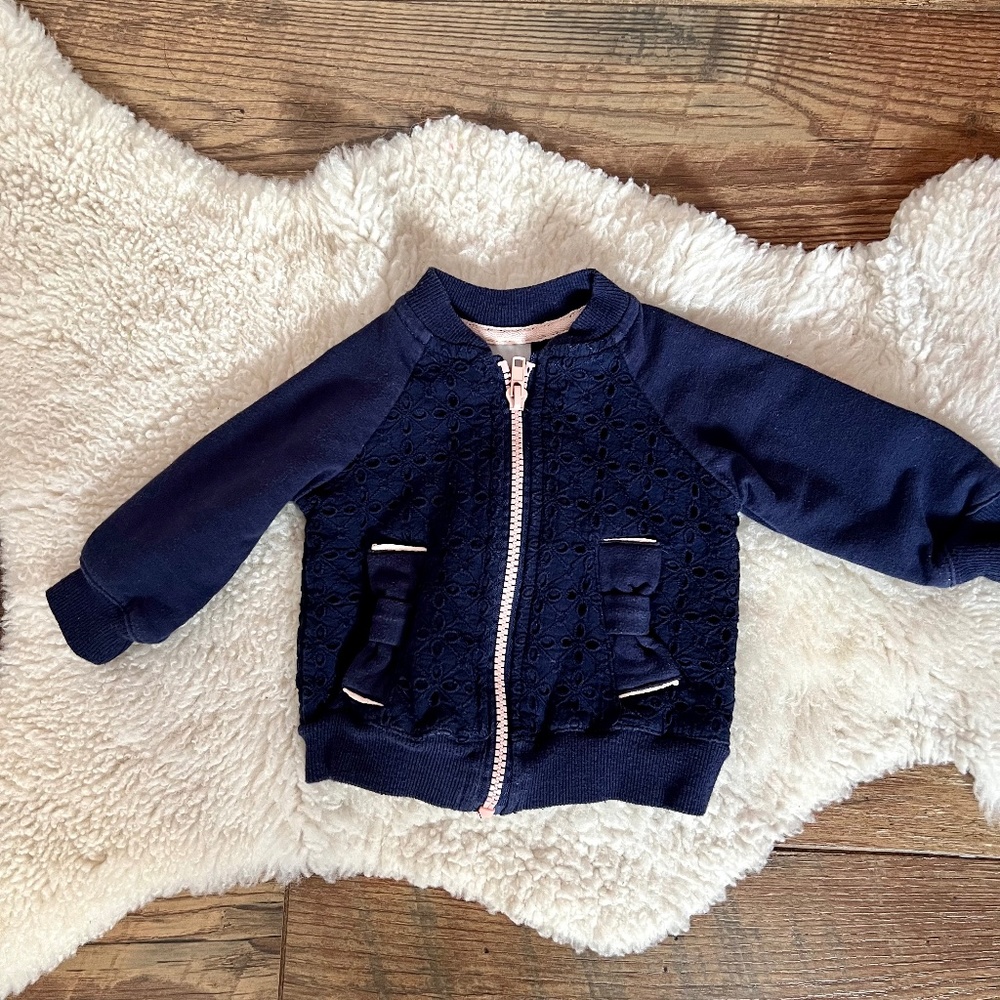 Midnight Blue & Blush Bomber Jacket/Sweater